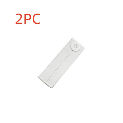 White 3-buttonhole elastic waist extender, pack of 2
