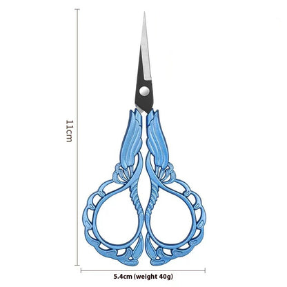Elegant Metal Engraved Orchid Flower Retro Antique Vintage Sewing Scissors
