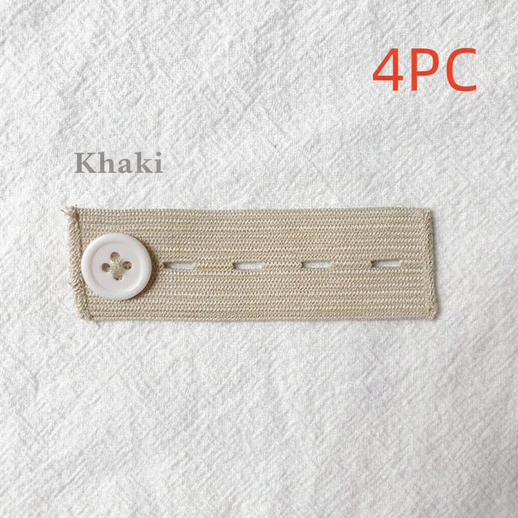 Khaki 4-buttonhole elastic waist extender, pack of 4