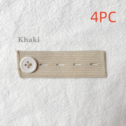 Khaki 4-buttonhole elastic waist extender, pack of 4