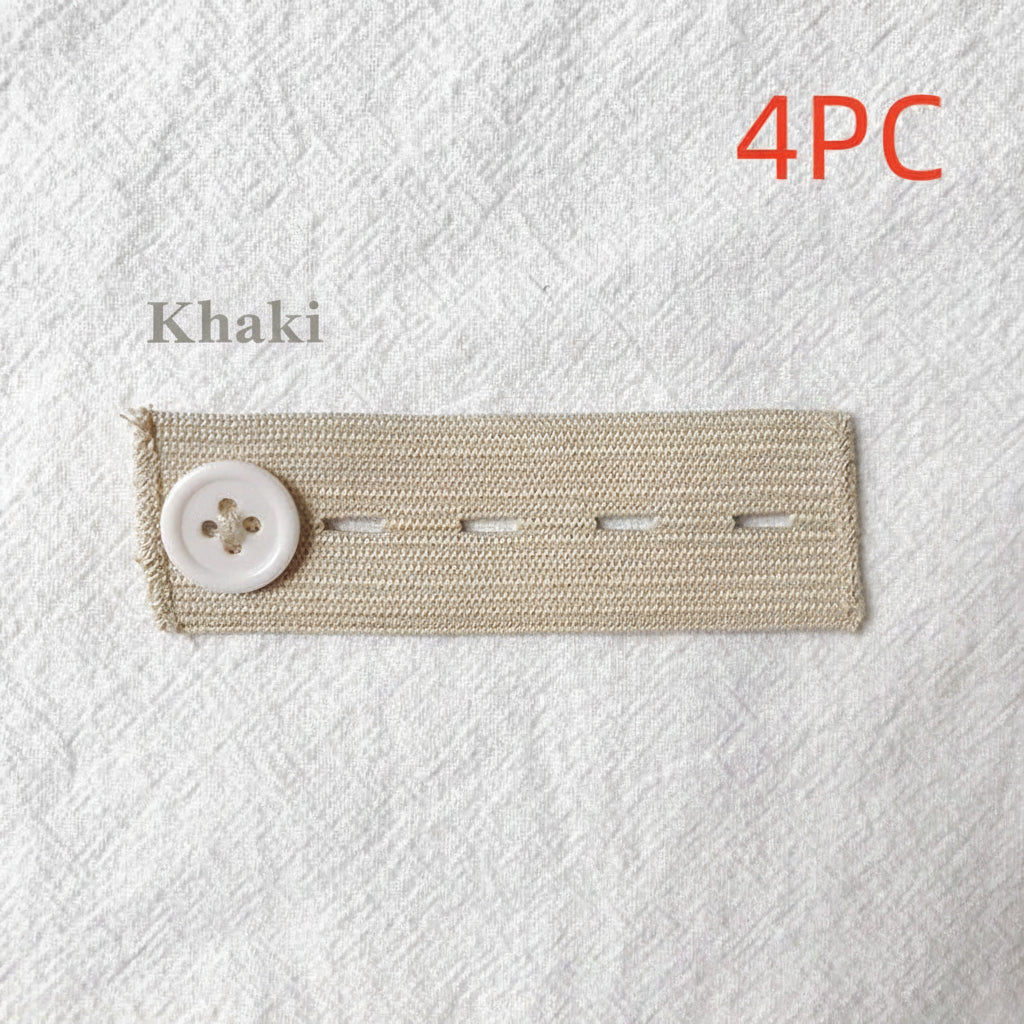 Khaki 4-buttonhole elastic waist extender, pack of 4