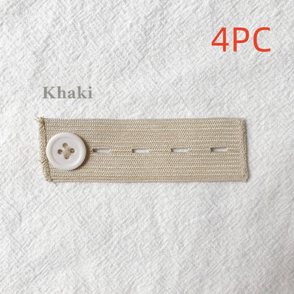 Khaki 4-buttonhole elastic waist extender, pack of 4