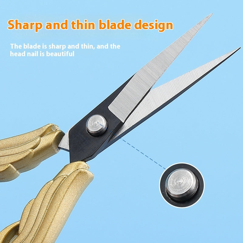 Elegant Metal Engraved Orchid Flower Retro Antique Vintage Sewing Scissors