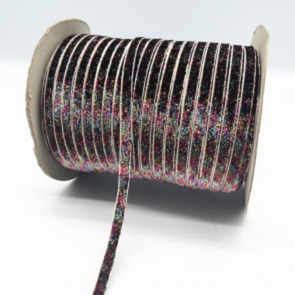 Glitter Velvet Ribbons 5 Yards / 4.5 Meters - 6 mm / 1/4" Single Sided Finished Edges