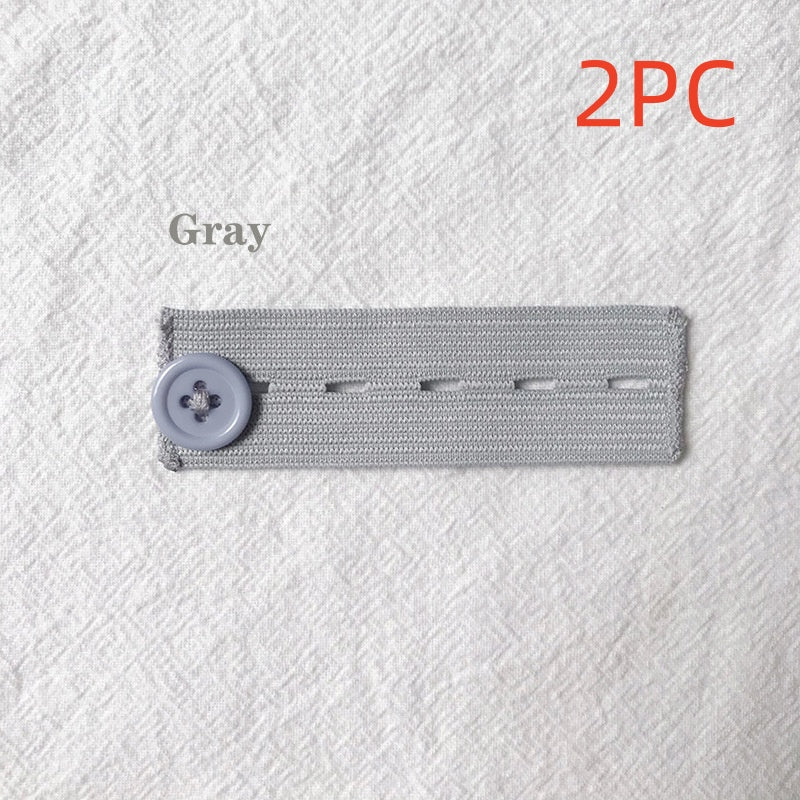 Gray 4-buttonhole elastic waist extender, pack of 2