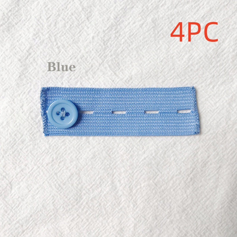 Blue 4-buttonhole elastic waist extender, pack of 4