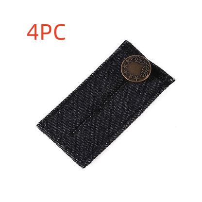 Black 2-buttonhole denim jeans waist extender, pack of 4