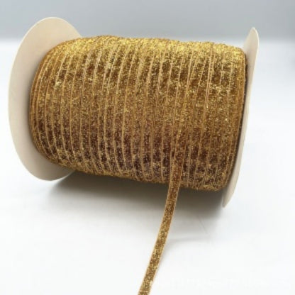 Glitter Velvet Ribbons 5 Yards / 4.5 Meters - 6 mm / 1/4" Single Sided Finished Edges
