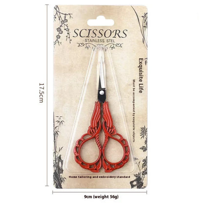 Elegant Metal Engraved Orchid Flower Retro Antique Vintage Sewing Scissors