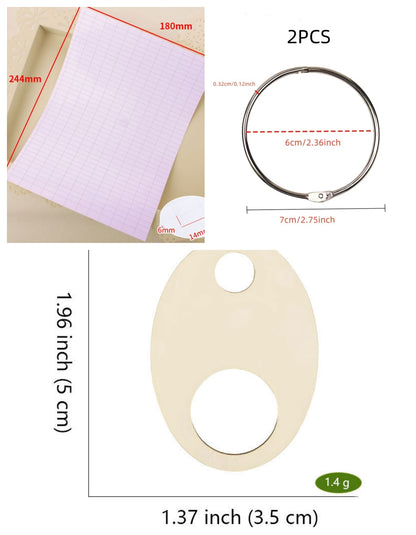 Style J oval wooden embroidery floss organizer boards, 50 piece set with 2 metal rings and blank labels