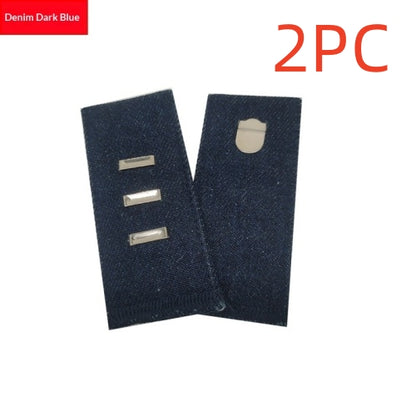 Dark Blue hook and bar denim jeans waist extender, pack of 2