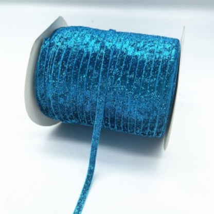 Glitter Velvet Ribbons 5 Yards / 4.5 Meters - 6 mm / 1/4" Single Sided Finished Edges