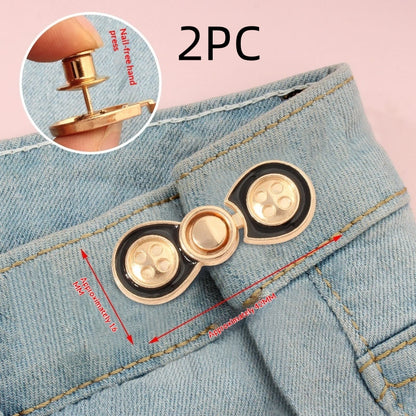 Golden bow button waist adjusters, two sets, no-sew jean waistband tighteners
