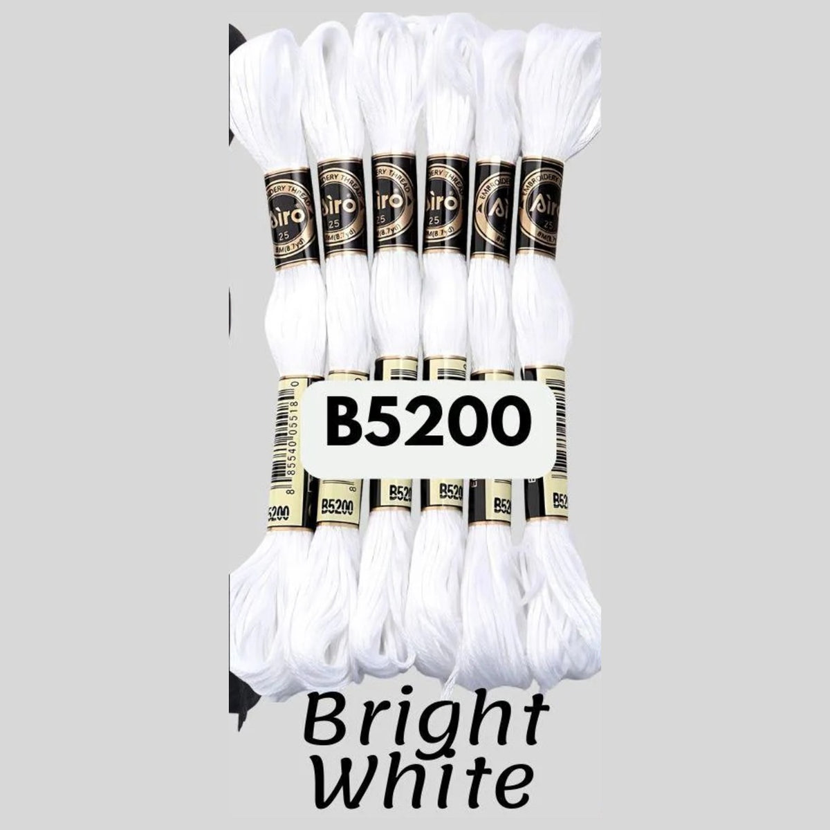 Bright White 6 pack embroidery thread skeins — six DMC-matched polyester skeins for cross stitch and friendship bracelets