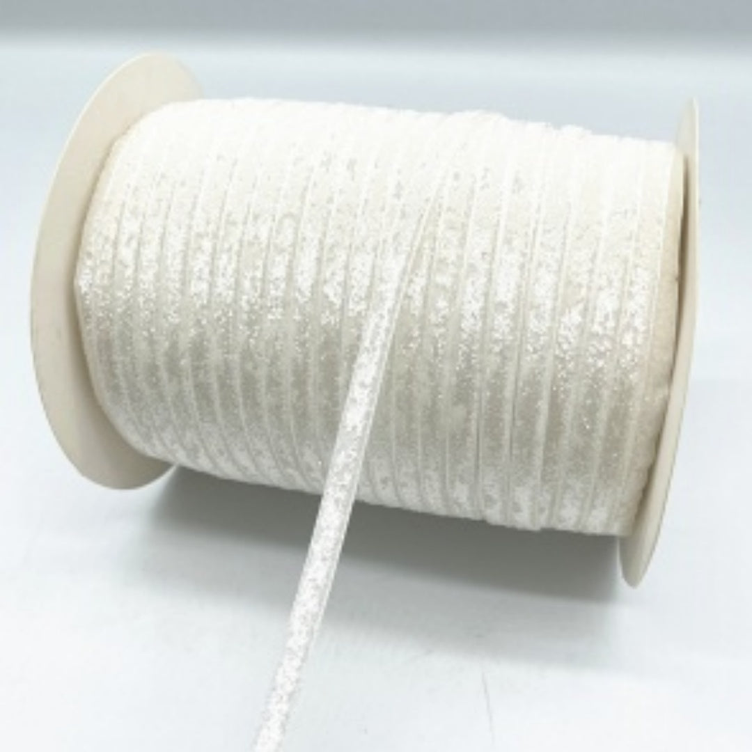 Glitter Velvet Ribbons 5 Yards / 4.5 Meters - 6 mm / 1/4" Single Sided Finished Edges