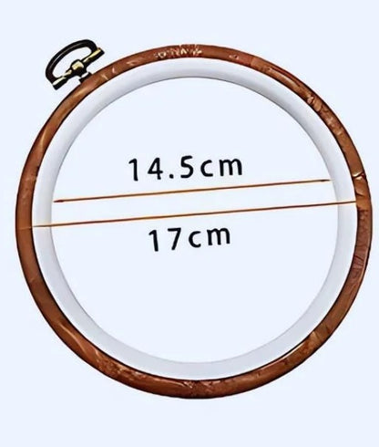 Circle faux wood embroidery hoop, 17 cm outer diameter, 14.5 cm inner