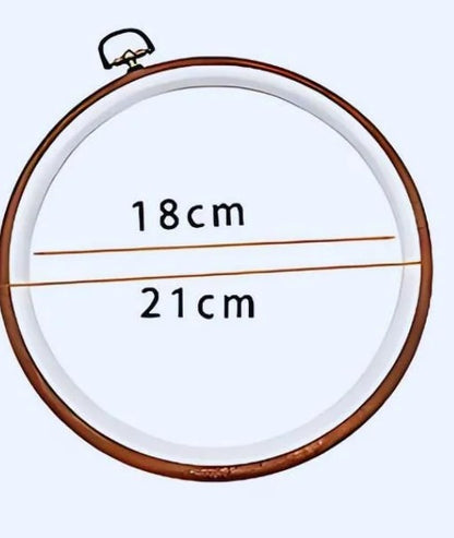 Circle faux wood embroidery hoop, 21 cm outer diameter, 18 cm inner
