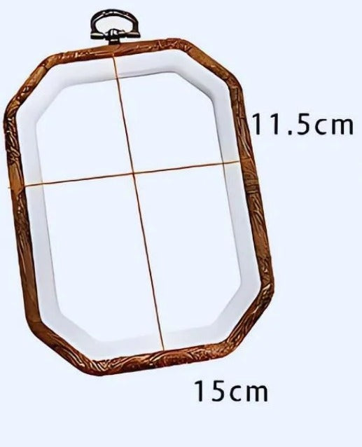 Octagon faux wood embroidery hoop, 11.5 x 15 cm