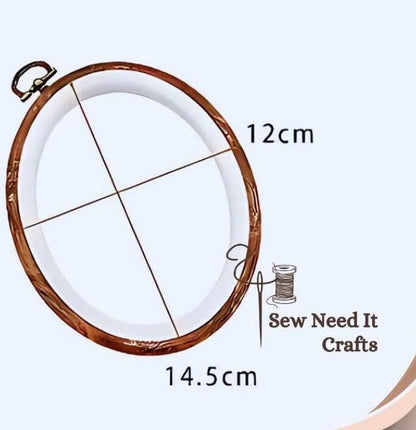 Oval faux wood embroidery hoop, 12 x 14.5 cm