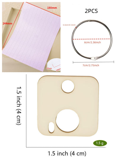 Style C rounded square wooden embroidery floss organizer boards, 50 piece set with 2 metal rings and blank labels