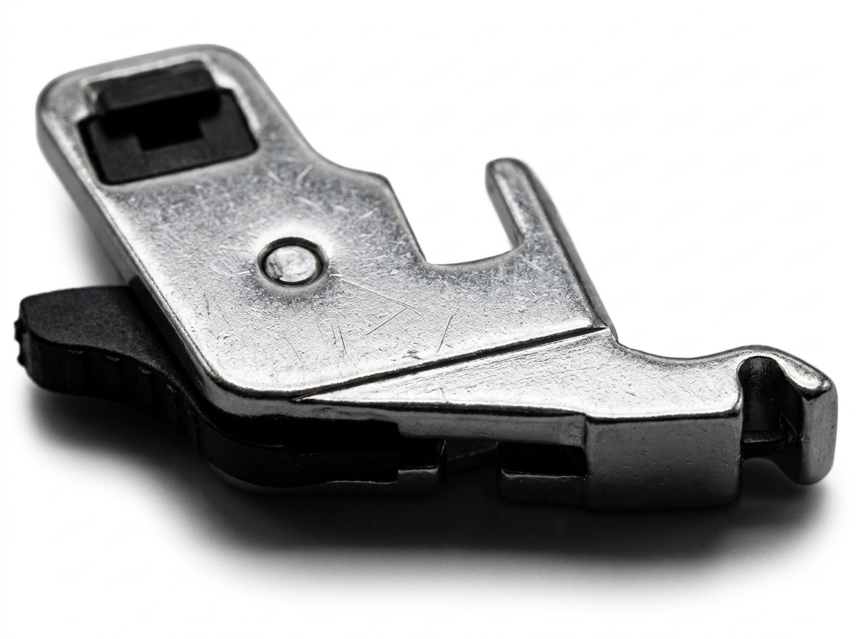 Close-up macro detail of snap-on adapter mechanism