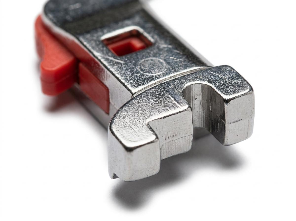 Close-up macro detail of new style Bernina snap-on shank