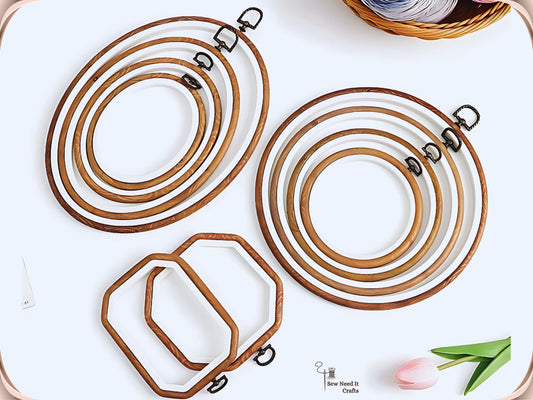 Faux Wood Embroidery Hoops, Imitation Wood Hoop, Circle, Octagon, Oval Embroidery Frame
