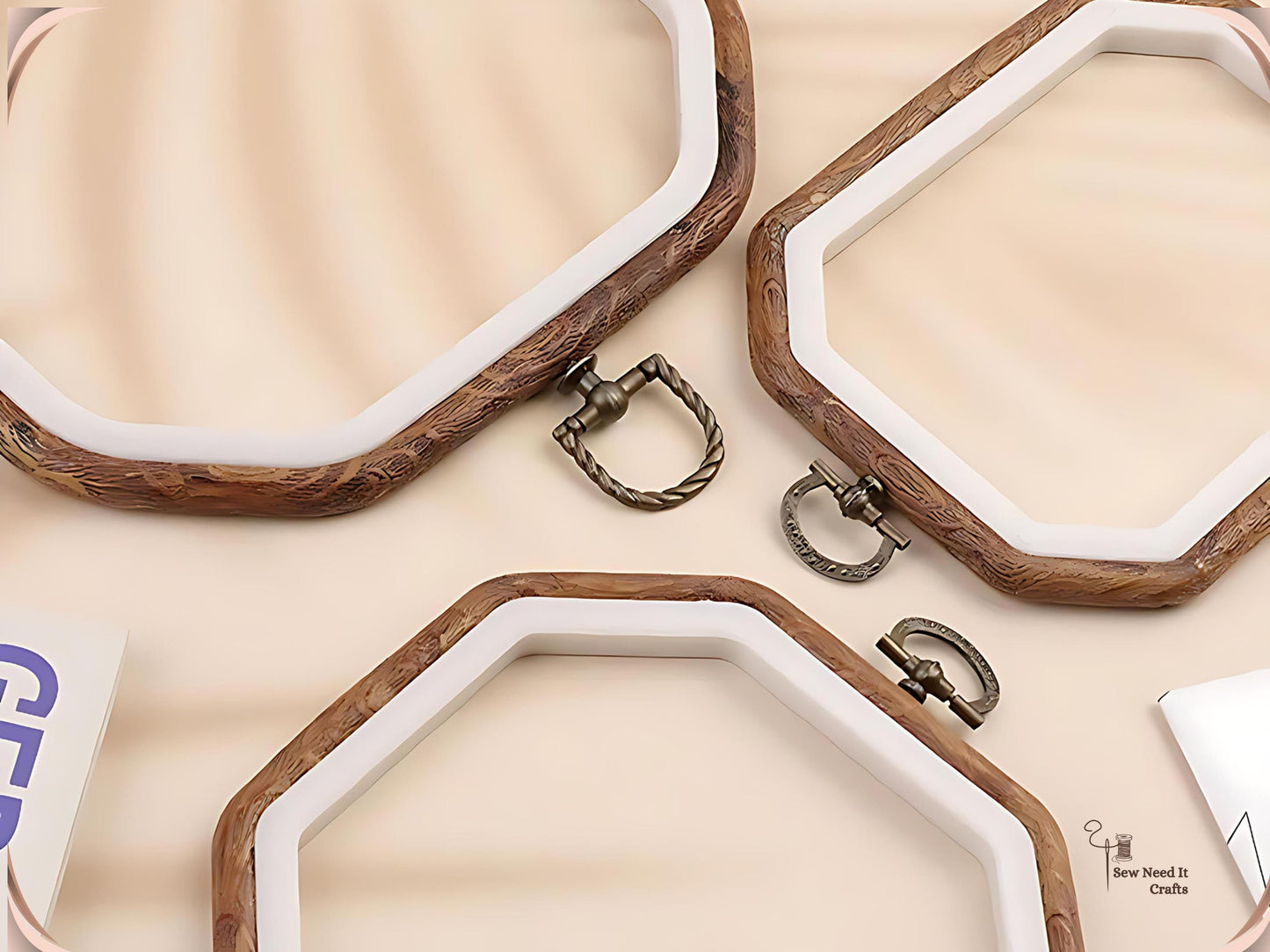 Faux Wood Embroidery Hoops, Imitation Wood Hoop, Circle, Octagon, Oval Embroidery Frame