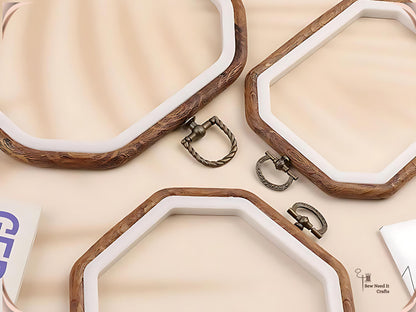 Faux Wood Embroidery Hoops, Imitation Wood Hoop, Circle, Octagon, Oval Embroidery Frame