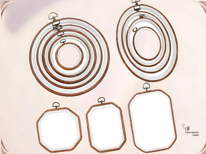 Faux Wood Embroidery Hoops, Imitation Wood Hoop, Circle, Octagon, Oval Embroidery Frame