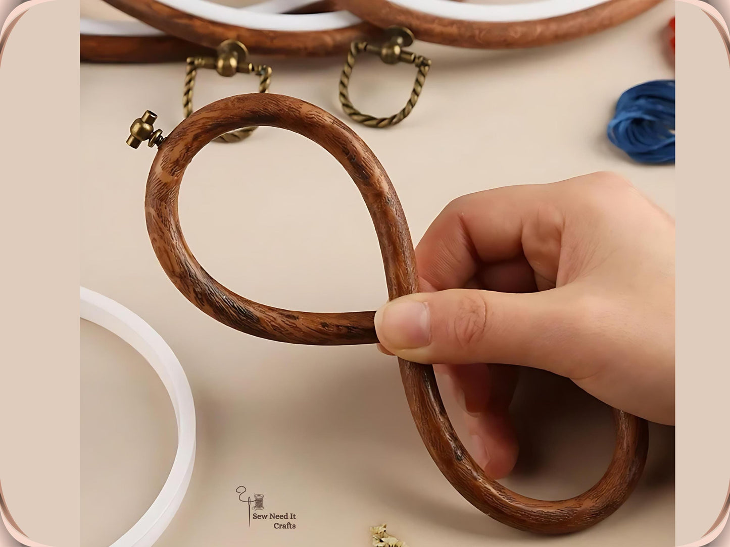 Faux Wood Embroidery Hoops, Imitation Wood Hoop, Circle, Octagon, Oval Embroidery Frame