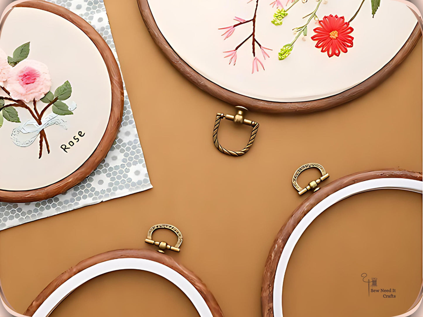 Faux Wood Embroidery Hoops, Imitation Wood Hoop, Circle, Octagon, Oval Embroidery Frame