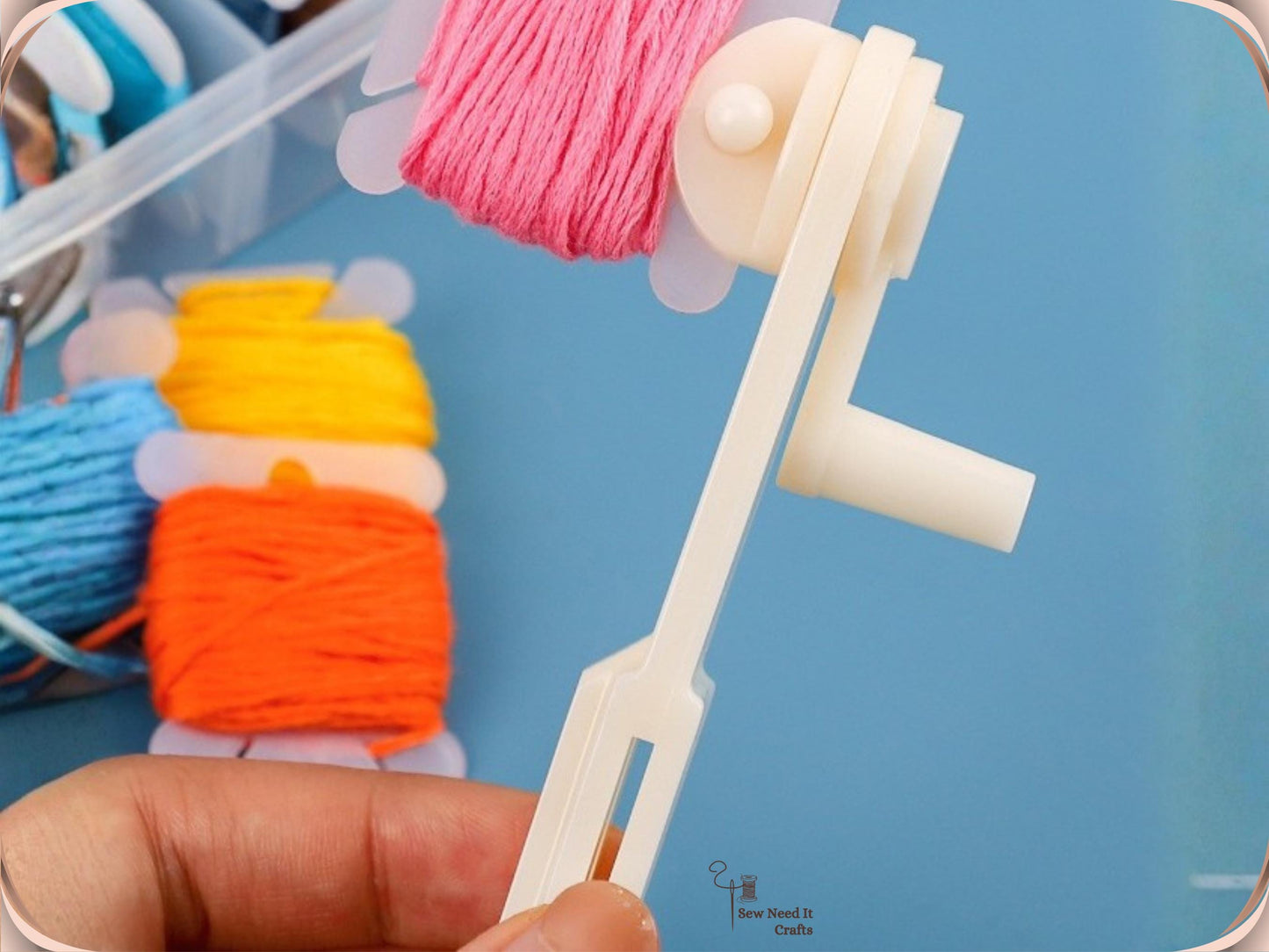 Complete Embroidery Floss Organizer Set with Storage Box, 100 Bobbins, Floss Winder & Label Stickers