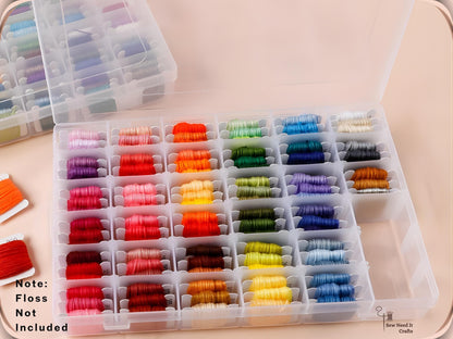 Complete Embroidery Floss Organizer Set with Storage Box, 100 Bobbins, Floss Winder & Label Stickers