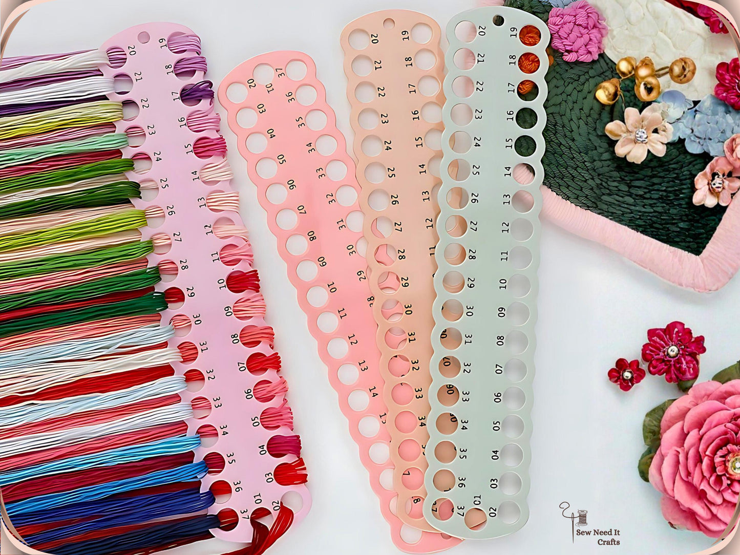 Embroidery Thread Organizer Numbered Boards 01-111, Floss Holder for Embroidery Organization