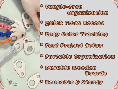 50 Pcs Embroidery Floss Organizer Wooden Boards, Embroidery Organization