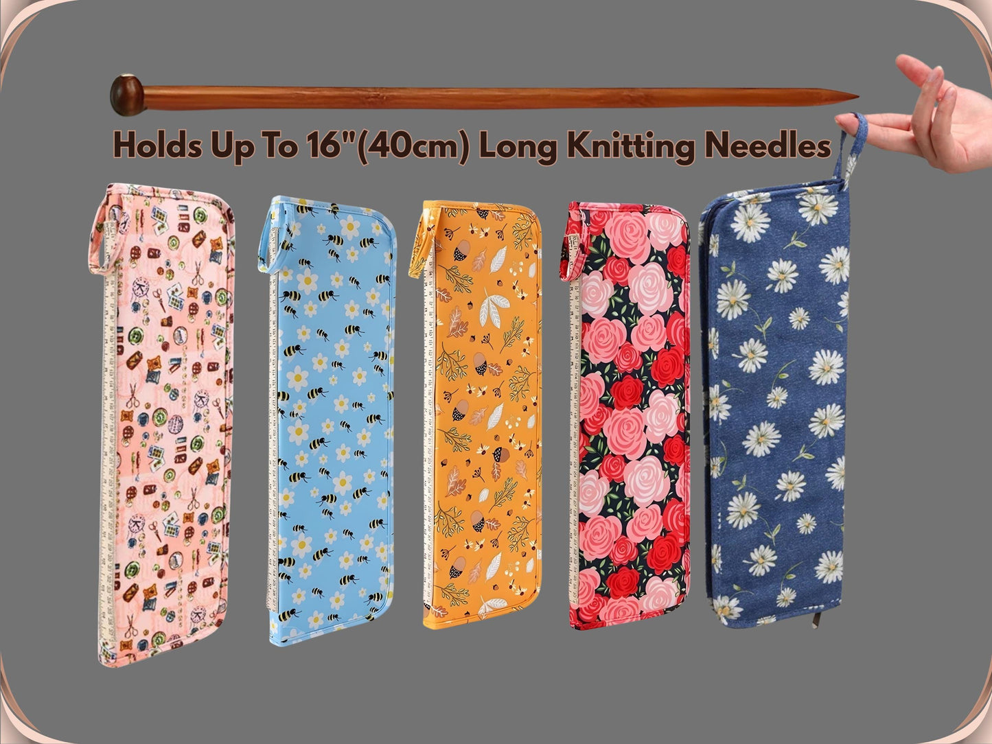 Long Knitting Needle Case Empty 16.9” (43 cm)