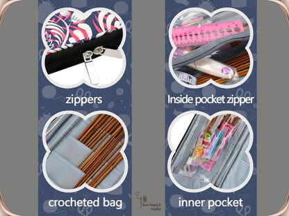 Long Knitting Needle Case Empty 15.7”/40cm, Knitting Organizer