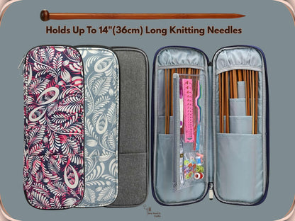 Long Knitting Needle Case Empty 15.7”/40cm, Knitting Organizer