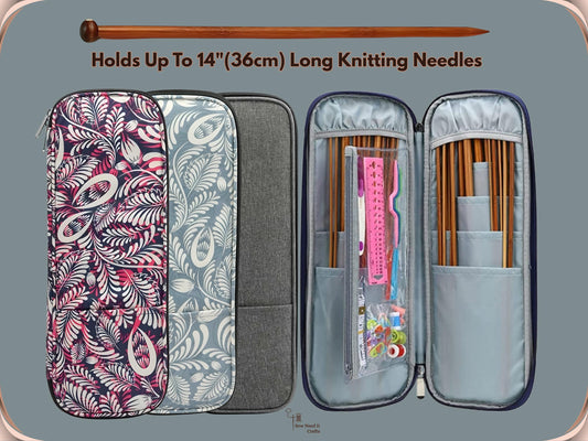 Long Knitting Needle Case Empty 15.7”/40cm, Knitting Organizer