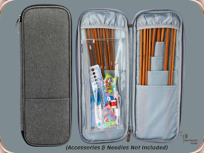 Long Knitting Needle Case Empty 15.7”/40cm, Knitting Organizer