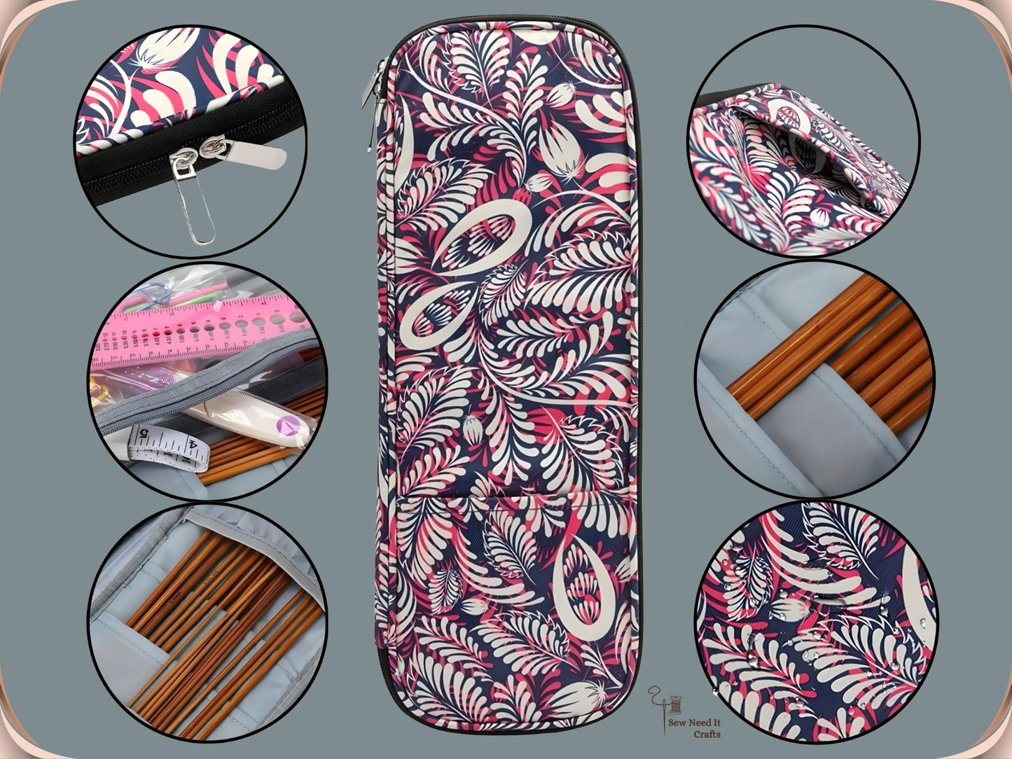 Long Knitting Needle Case Empty 15.7”/40cm, Knitting Organizer