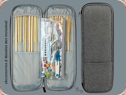 Long Knitting Needle Case Empty 15.7”/40cm, Knitting Organizer