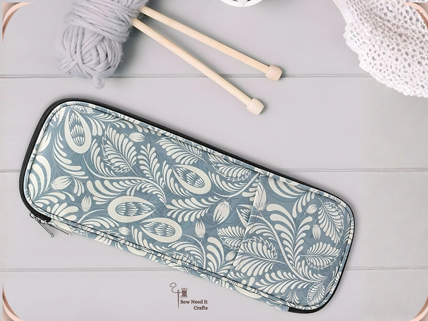 Long Knitting Needle Case Empty 15.7”/40cm, Knitting Organizer