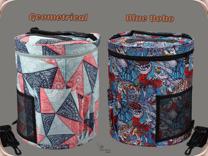 Large Knitting Crochet Yarn Bag with Pockets and Adjustable Shoulder Straps