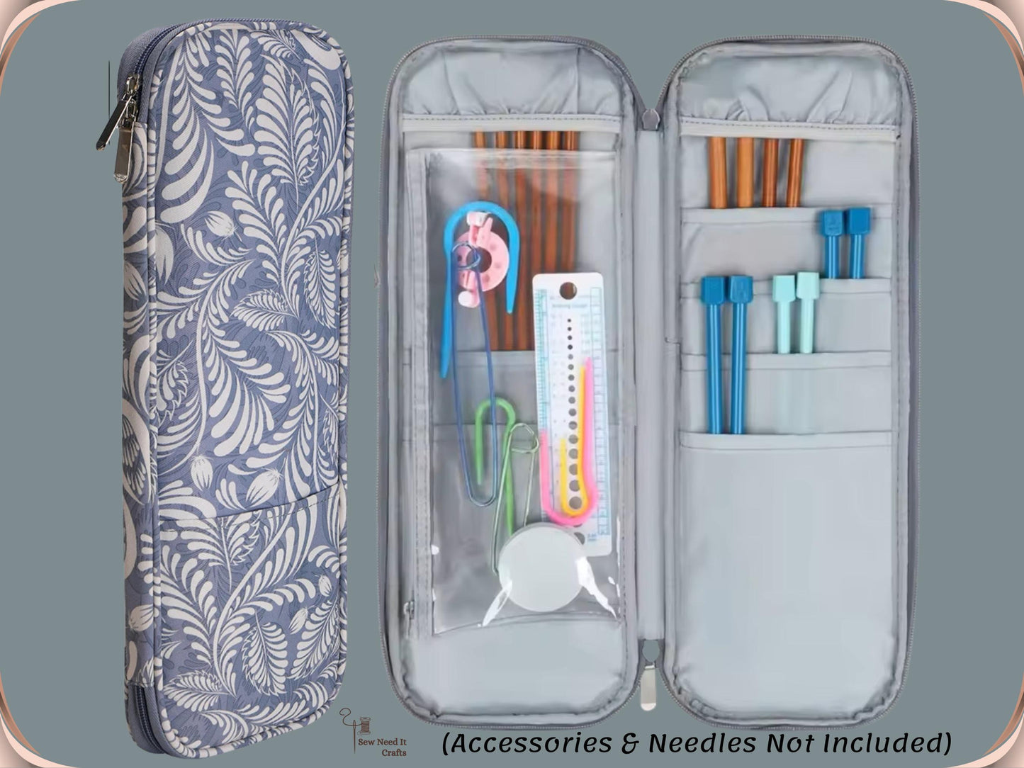 Long Knitting Needle Case Empty 15.7”/40cm, Knitting Organizer