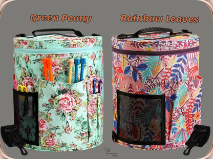 Large Knitting Crochet Yarn Bag with Pockets and Adjustable Shoulder Straps