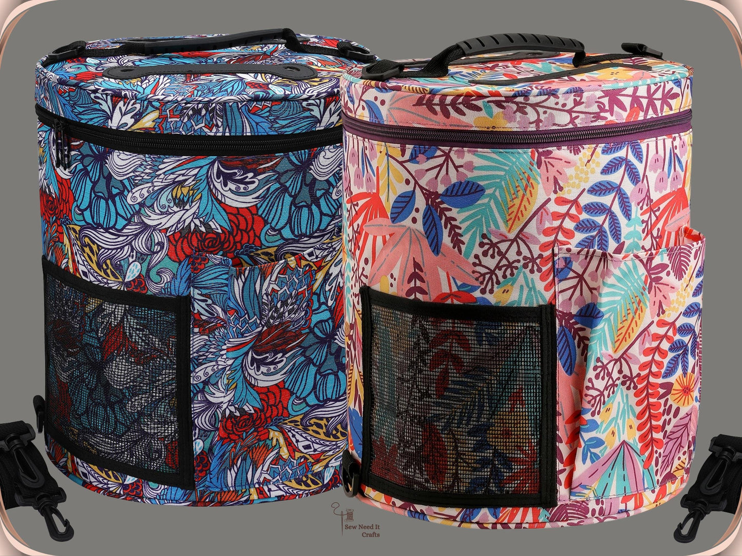 Large Knitting Crochet Yarn Bag with Pockets and Adjustable Shoulder Straps