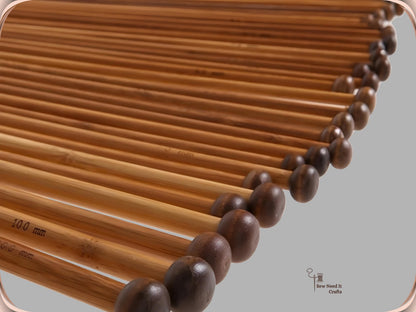 36 Pcs Carbonized Bamboo Knitting Needle Set, Single Point Knitting Needles