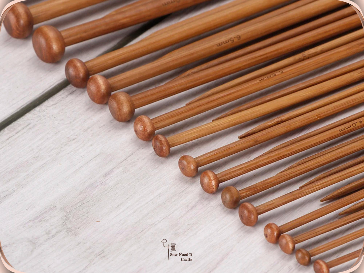 36 Pcs Carbonized Bamboo Knitting Needle Set, Single Point Knitting Needles